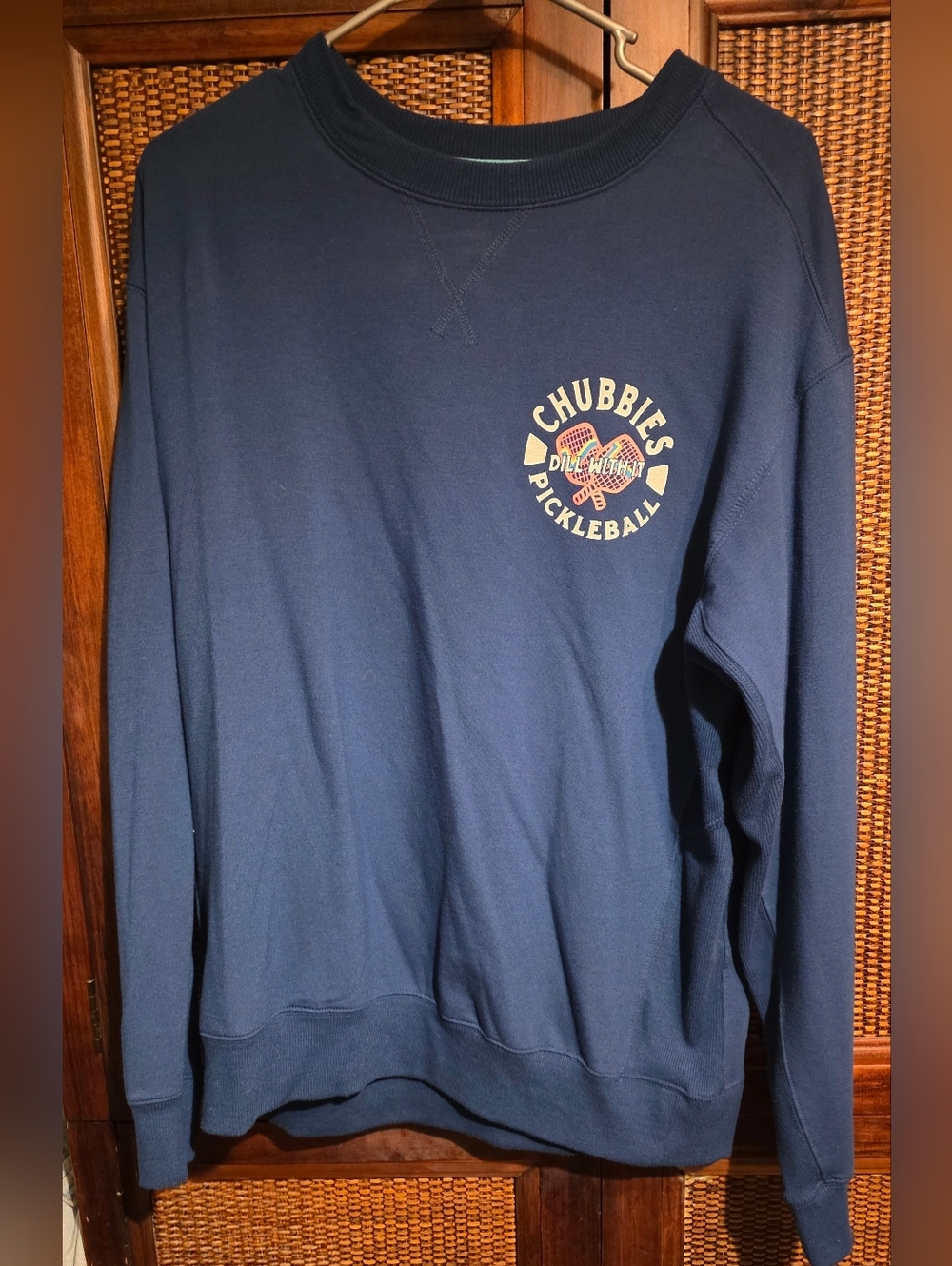 chubbies Navy Pickleball Graphic Crewneck Sweatshirt EUC Large
